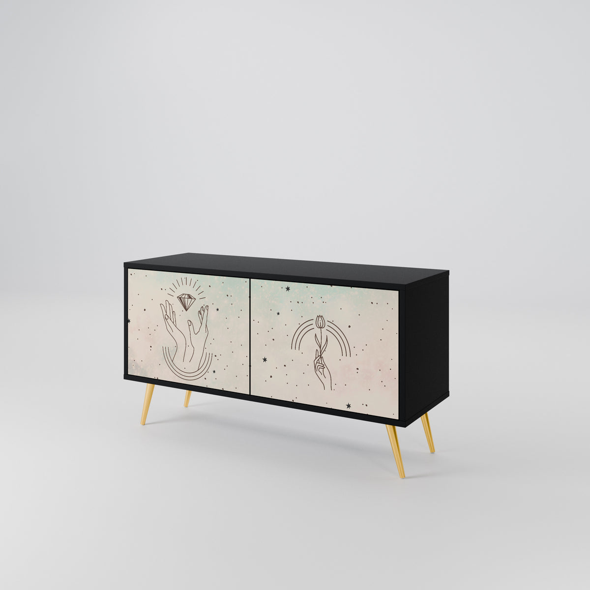 DELICATE BEAUTY Mueble de TV Compacto de 2 puertas