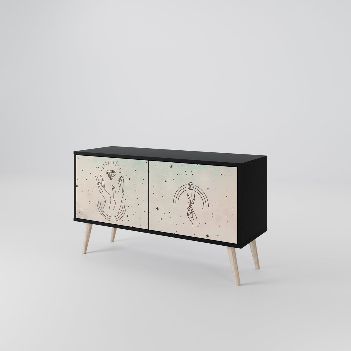 DELICATE BEAUTY Mueble de TV Compacto de 2 puertas