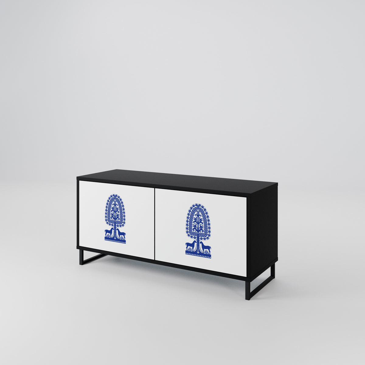 POLISH FOLK ART Mueble de TV Compacto de 2 puertas