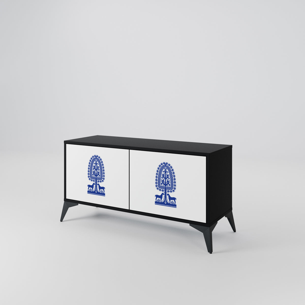 POLISH FOLK ART Mueble de TV Compacto de 2 puertas