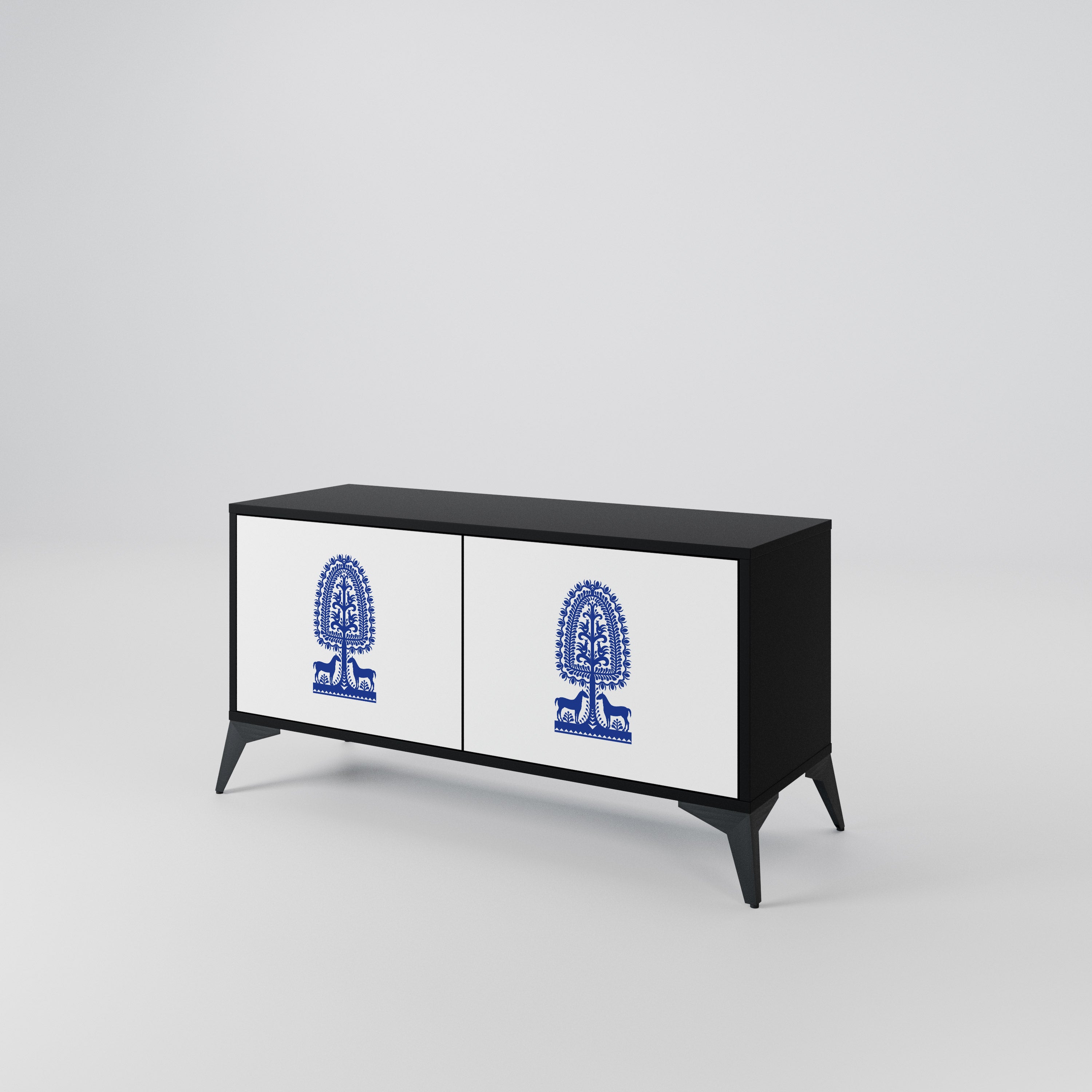 POLISH FOLK ART Compact 2-Door TV Cabinet