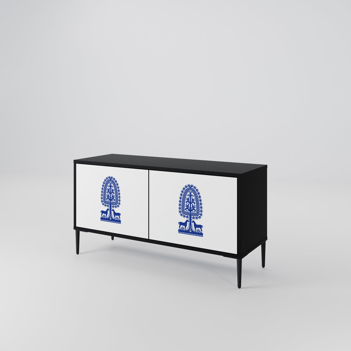 POLISH FOLK ART Mueble de TV Compacto de 2 puertas