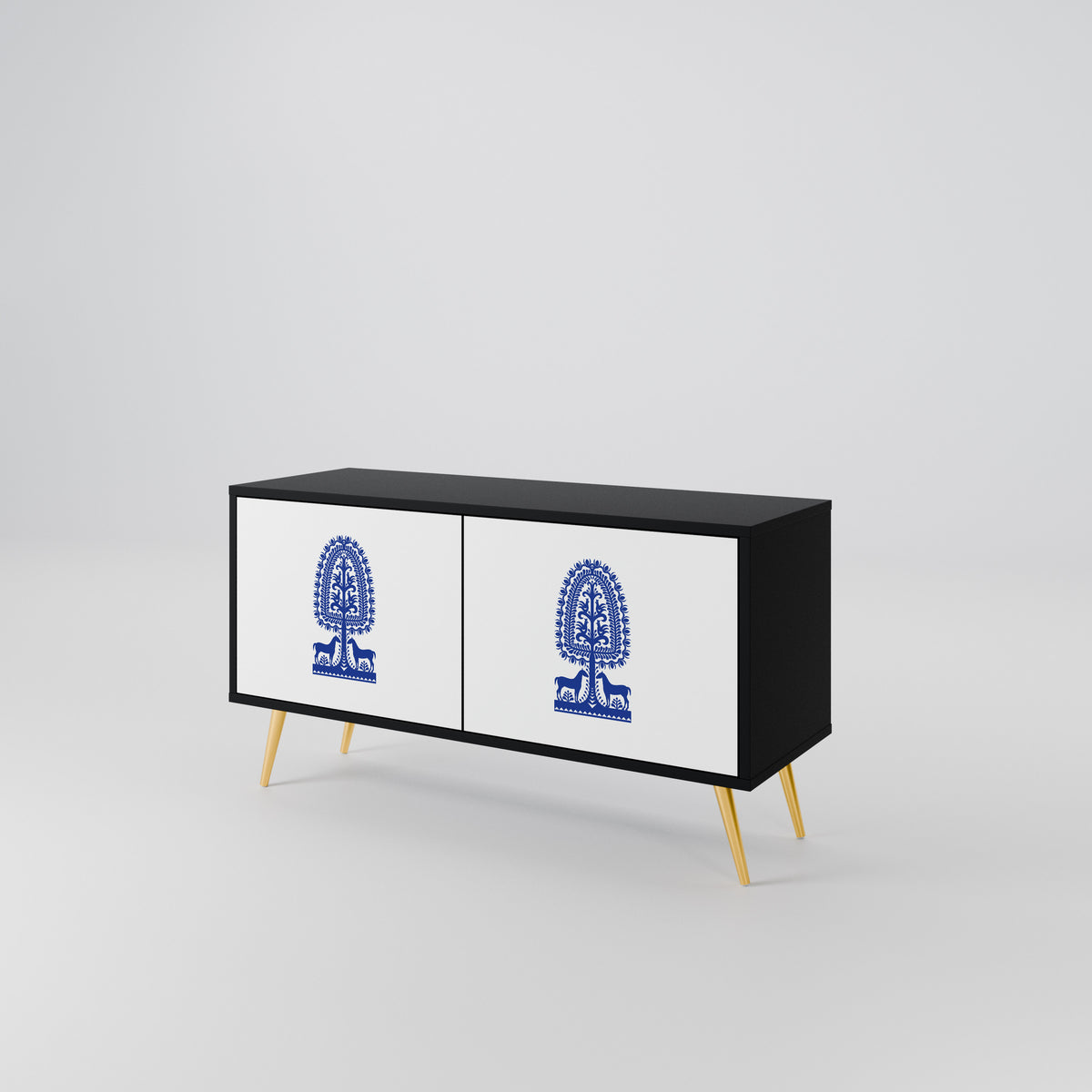 POLISH FOLK ART Mueble de TV Compacto de 2 puertas