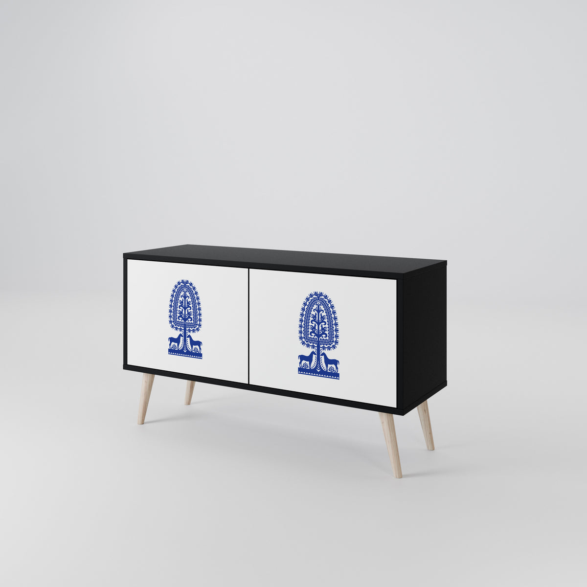 POLISH FOLK ART Mueble de TV Compacto de 2 puertas
