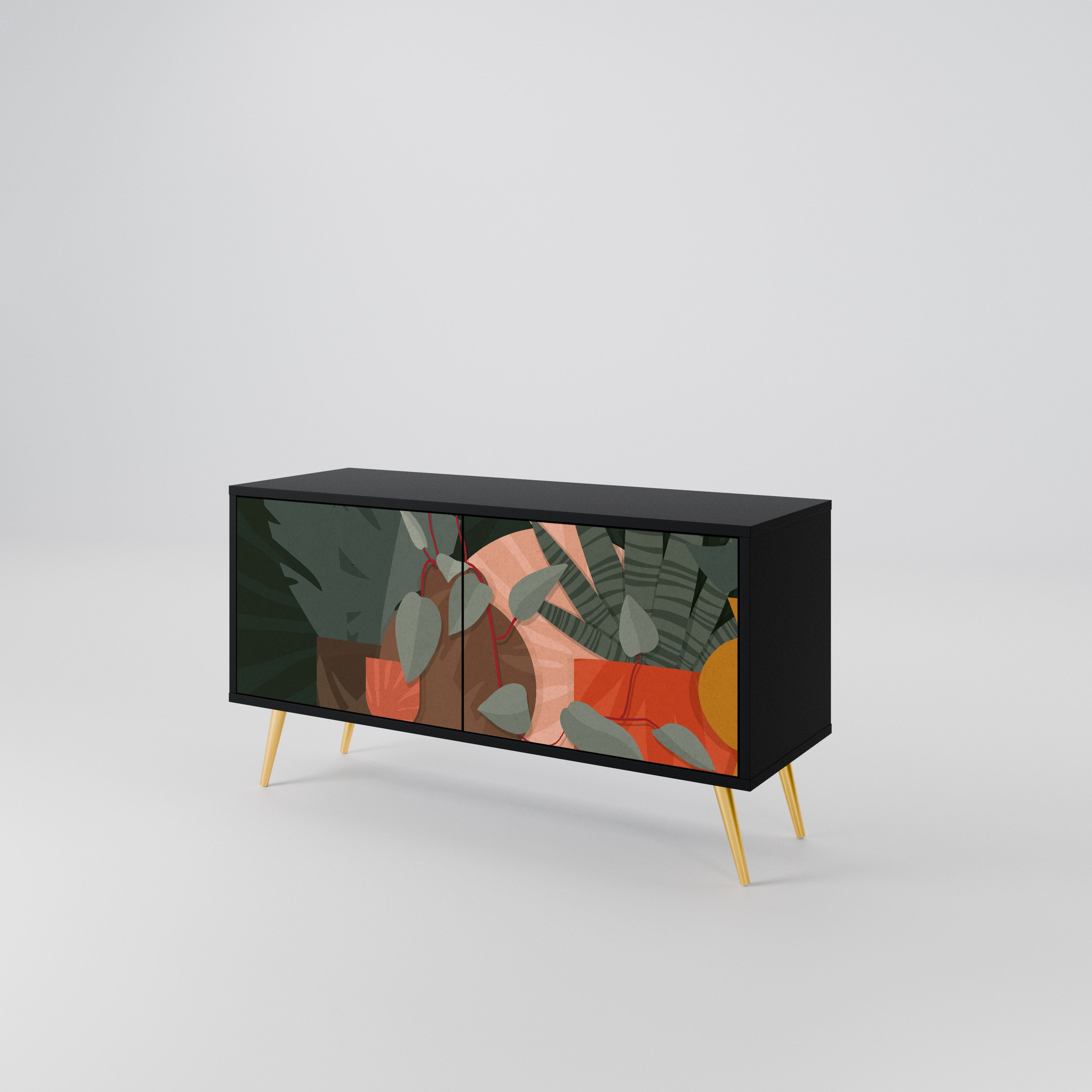 TROPICAL COMPOSITION Compact 2-Door TV Cabinet