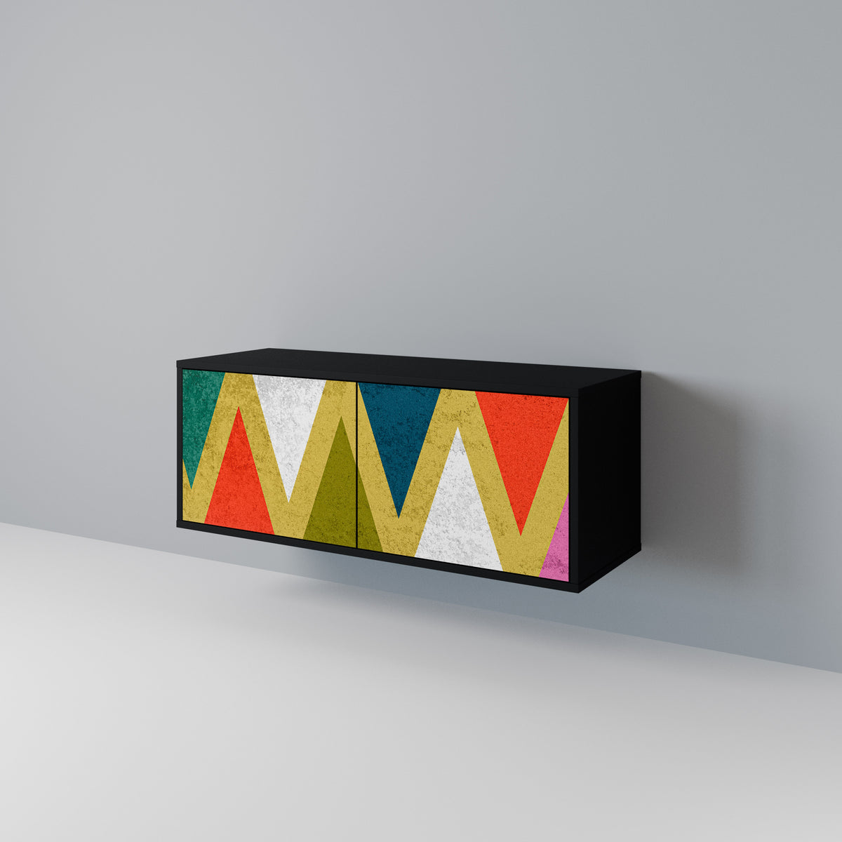 COLORFUL TRIANGLES Mueble de TV Compacto de 2 puertas