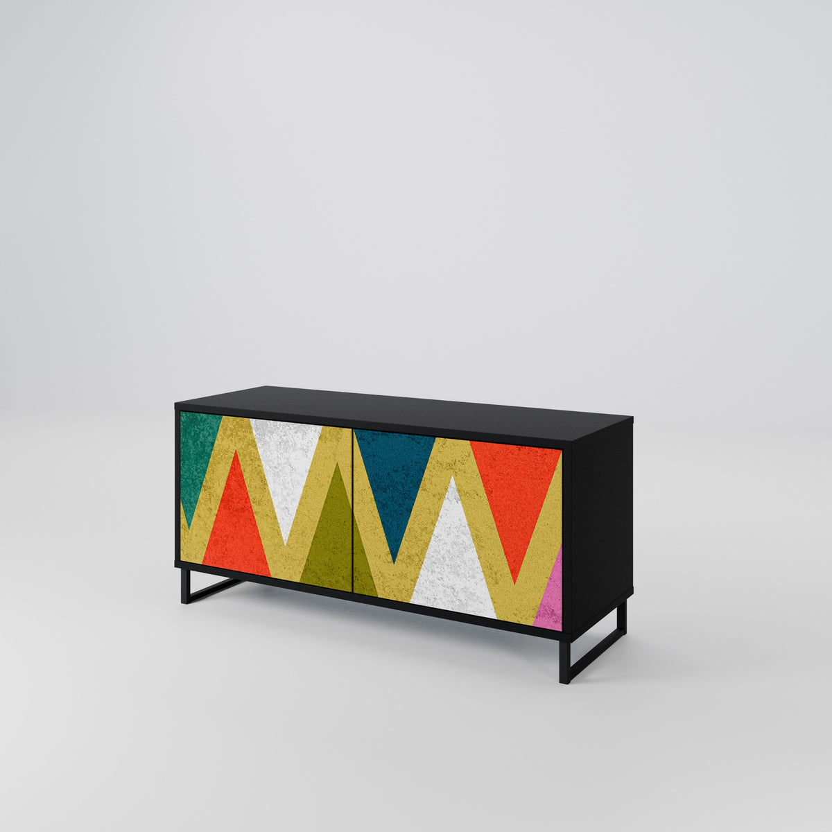 COLORFUL TRIANGLES Mueble de TV Compacto de 2 puertas