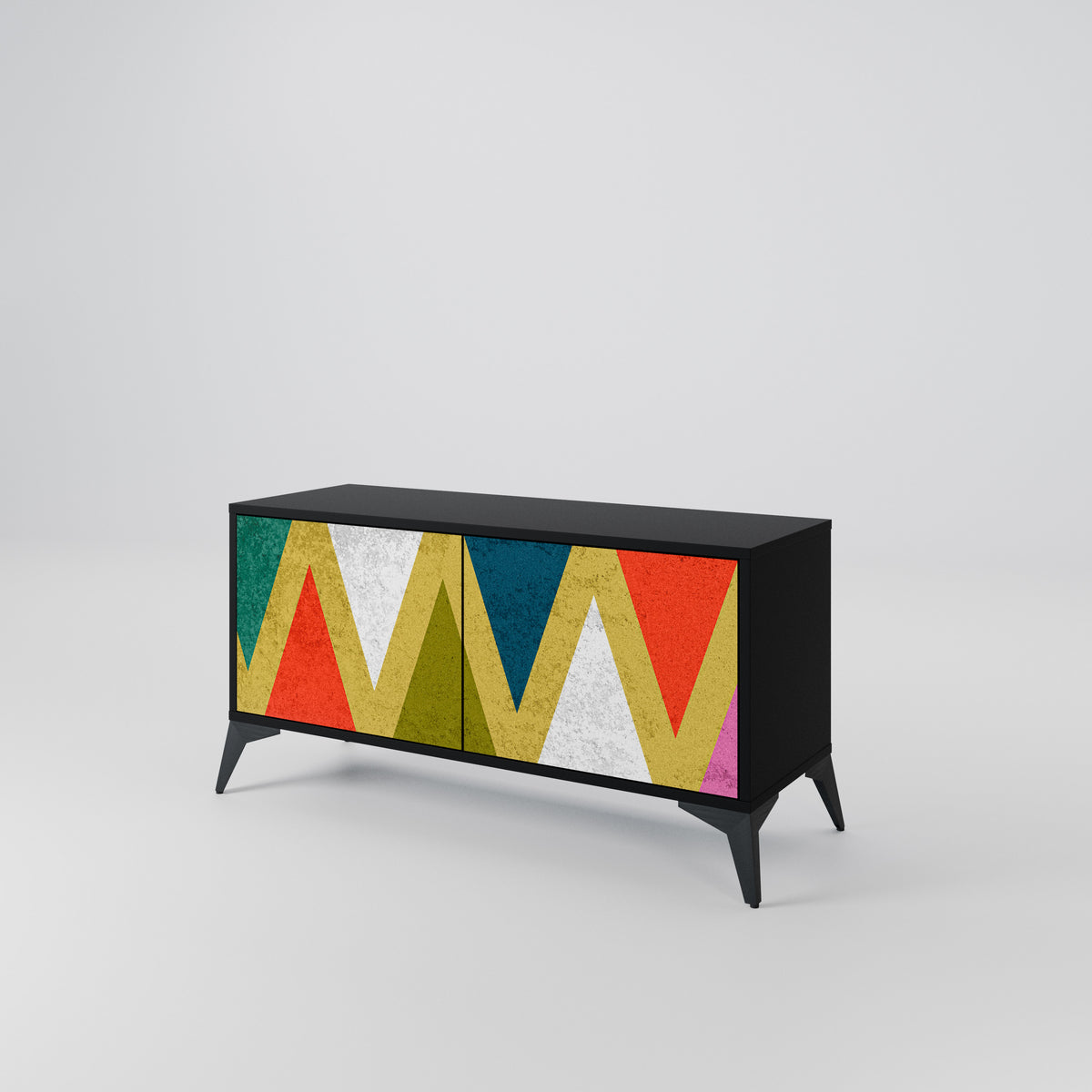 COLORFUL TRIANGLES Mueble de TV Compacto de 2 puertas