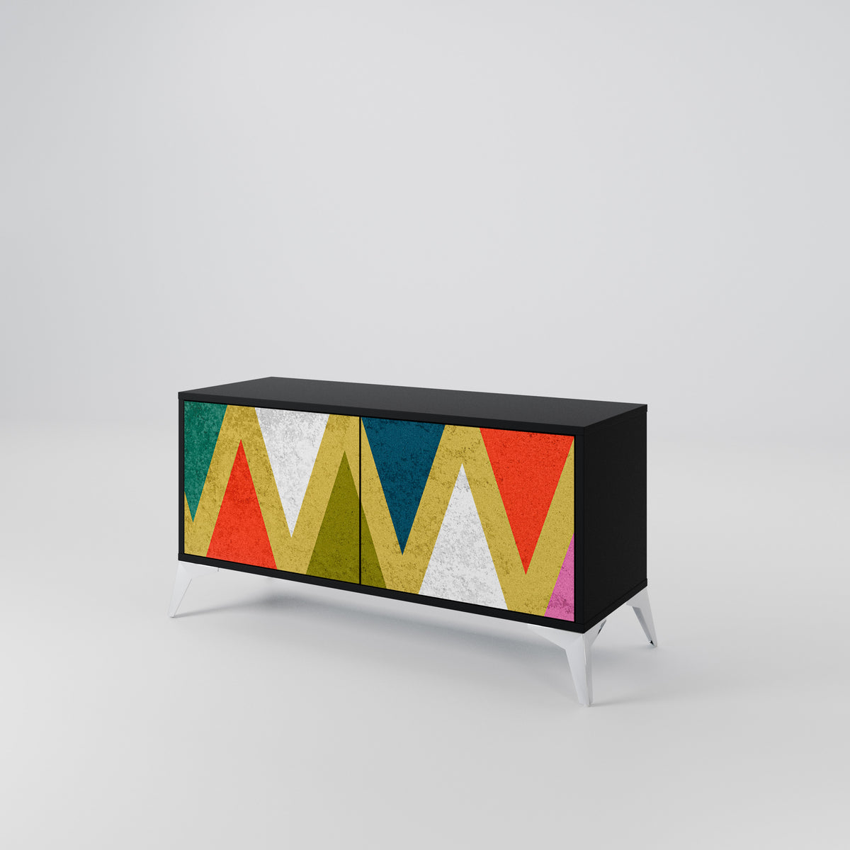 COLORFUL TRIANGLES Mueble de TV Compacto de 2 puertas