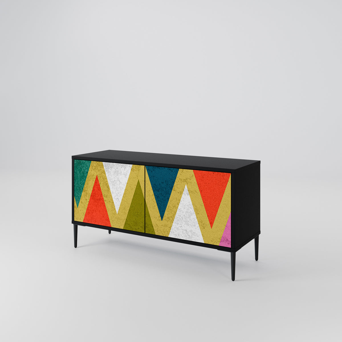 COLORFUL TRIANGLES Mueble de TV Compacto de 2 puertas