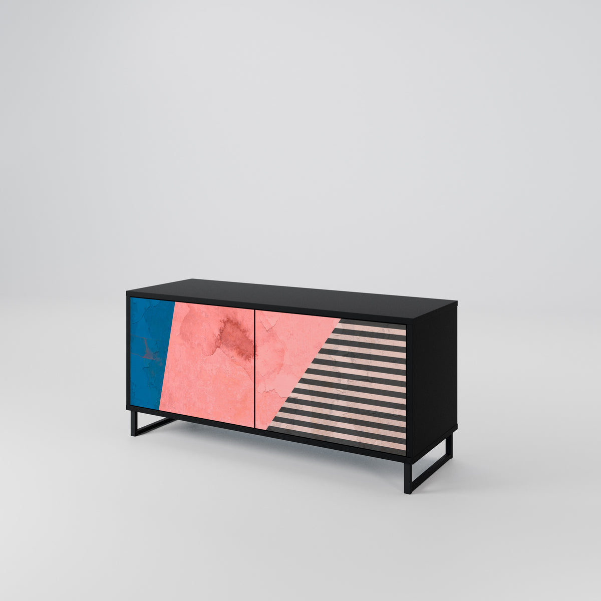 GLAMOROUS STRIPE Mueble de TV Compacto de 2 puertas