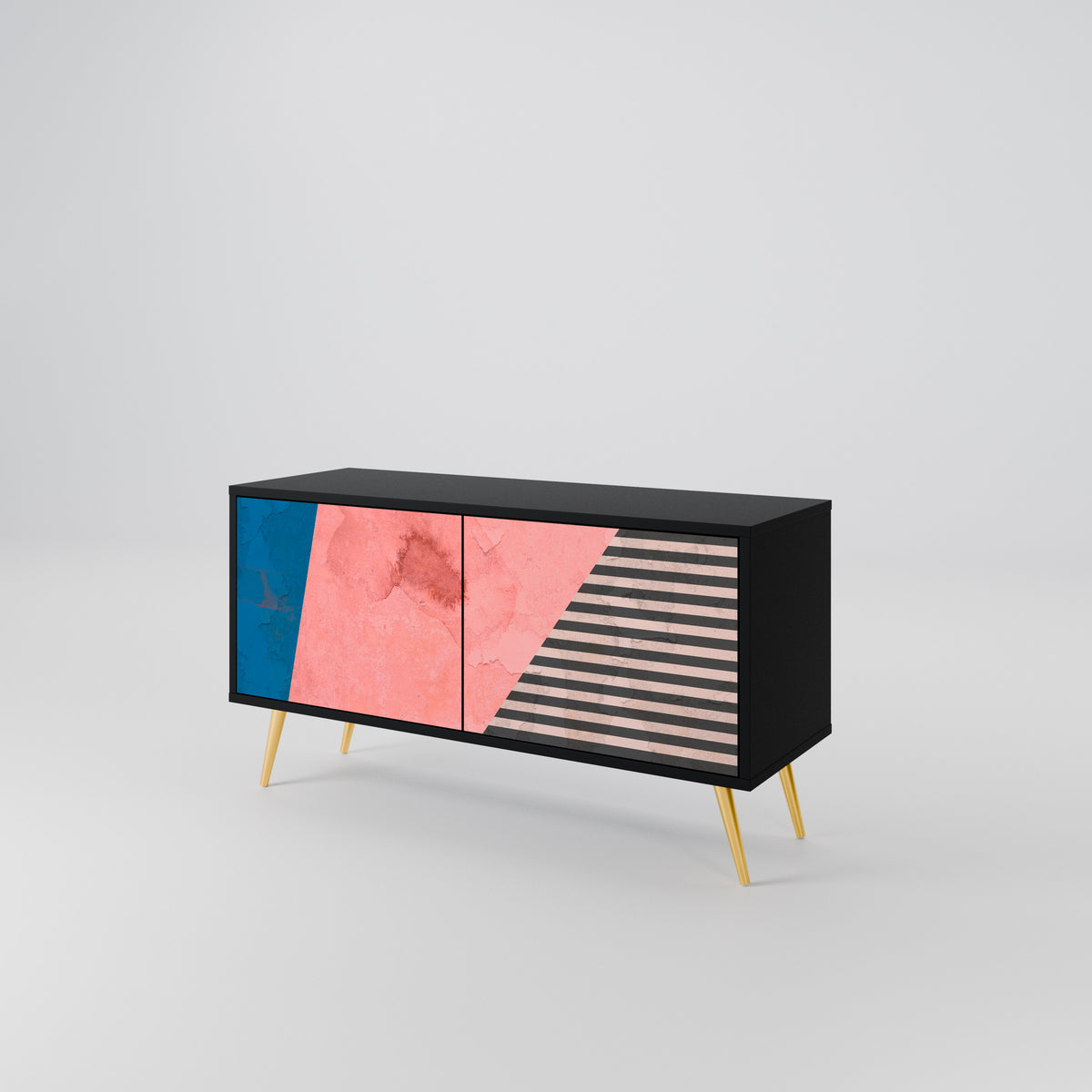 GLAMOROUS STRIPE Mueble de TV Compacto de 2 puertas