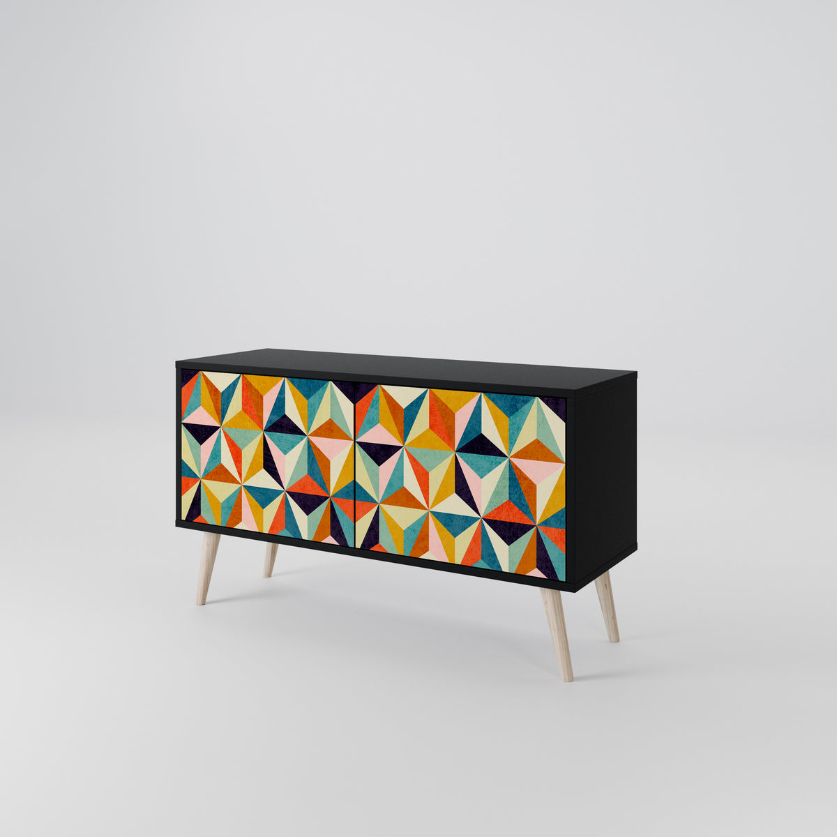 TESSELATE TREASURES Mueble de TV Compacto de 2 puertas