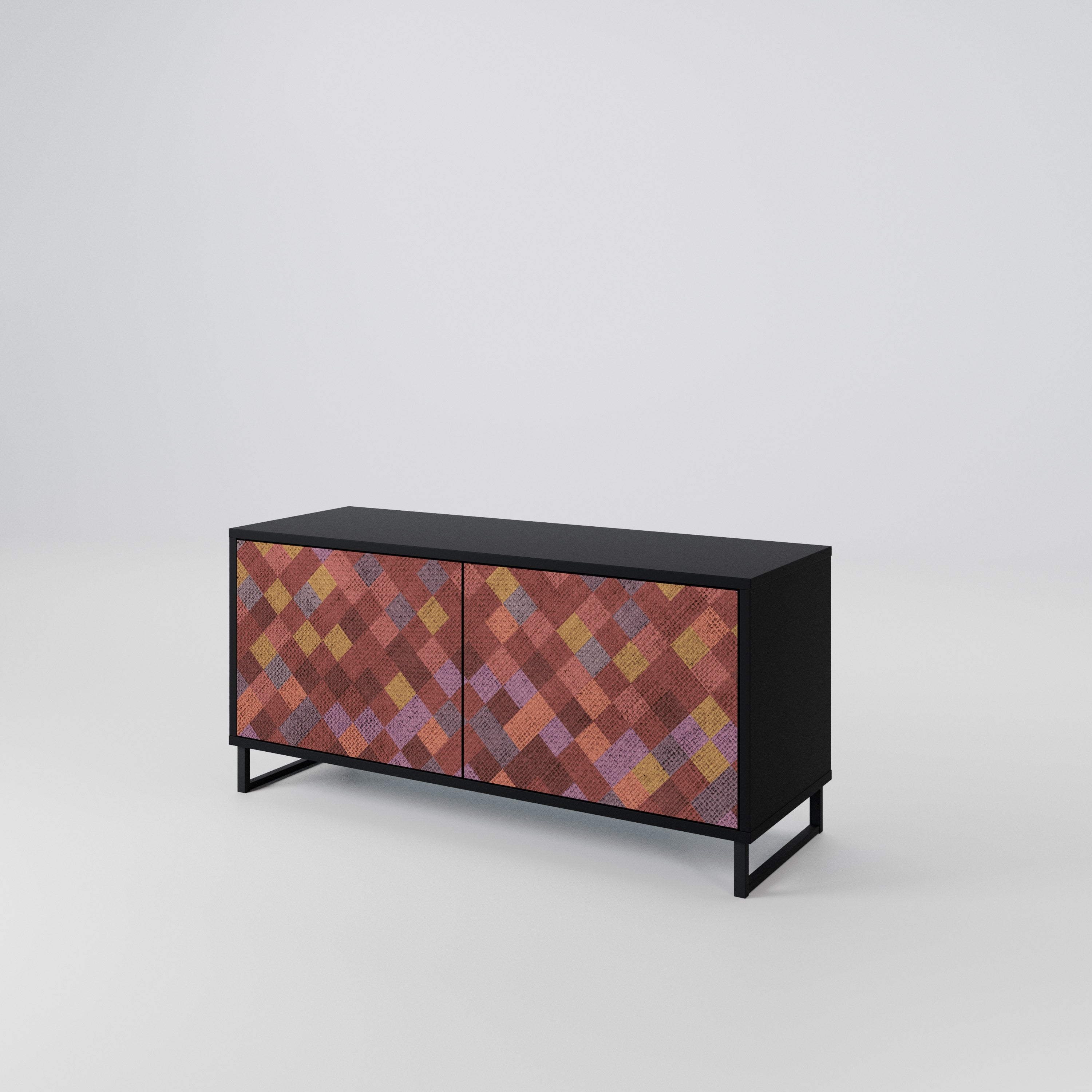 PAINTED SQUARES Compact 2-Door TV Cabinet