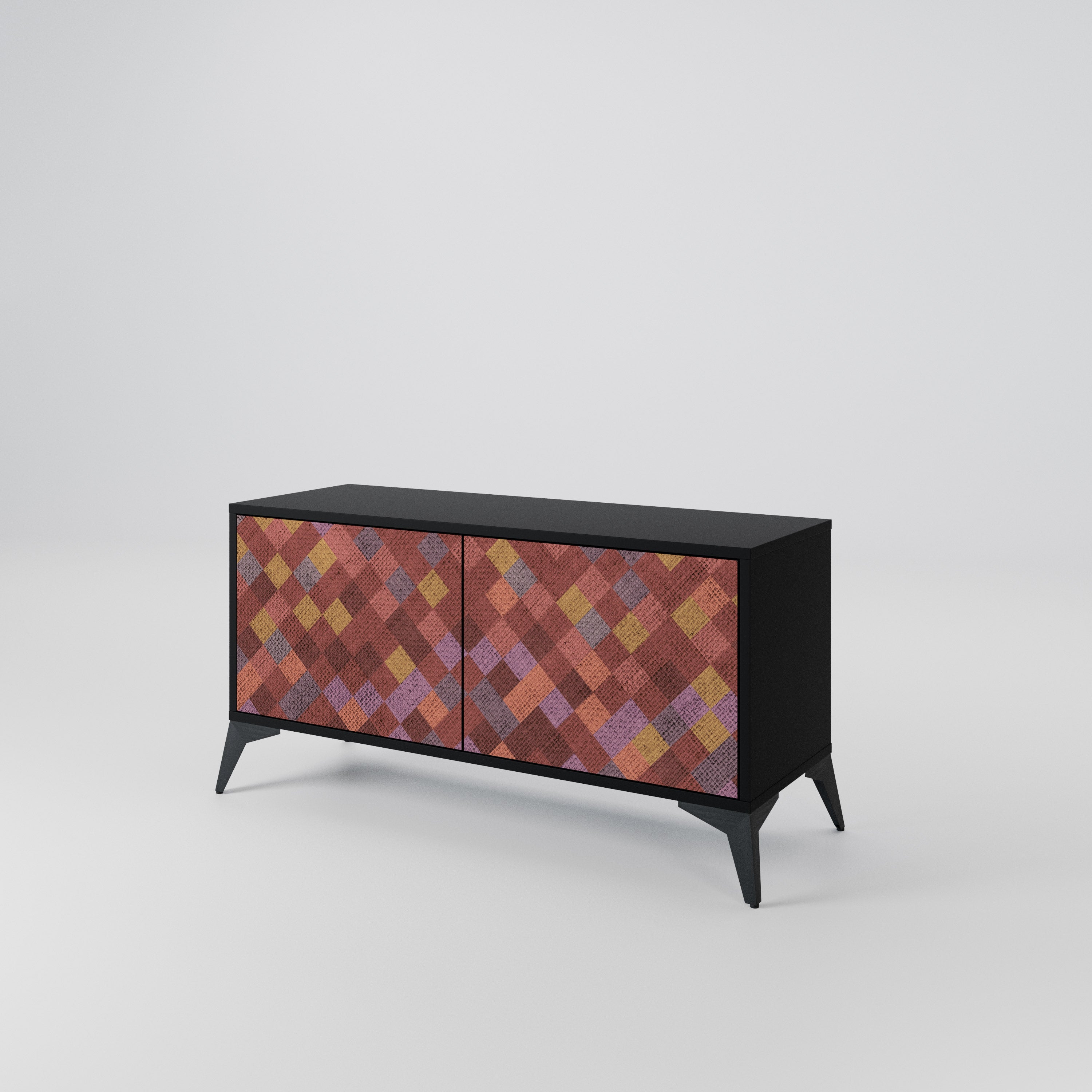 PAINTED SQUARES Compact 2-Door TV Cabinet