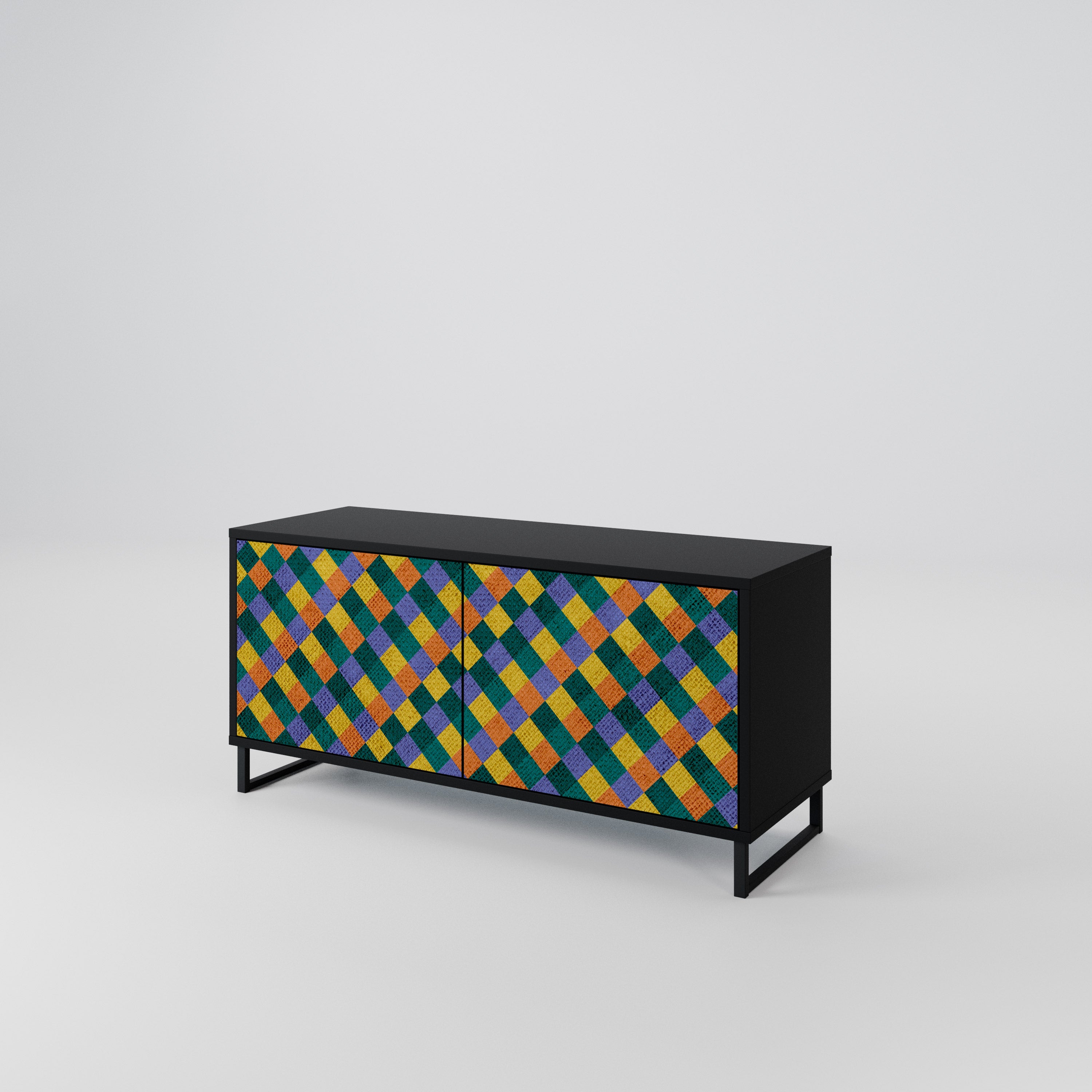 PAINTED SQUARES MIX Compact 2-Door TV Cabinet