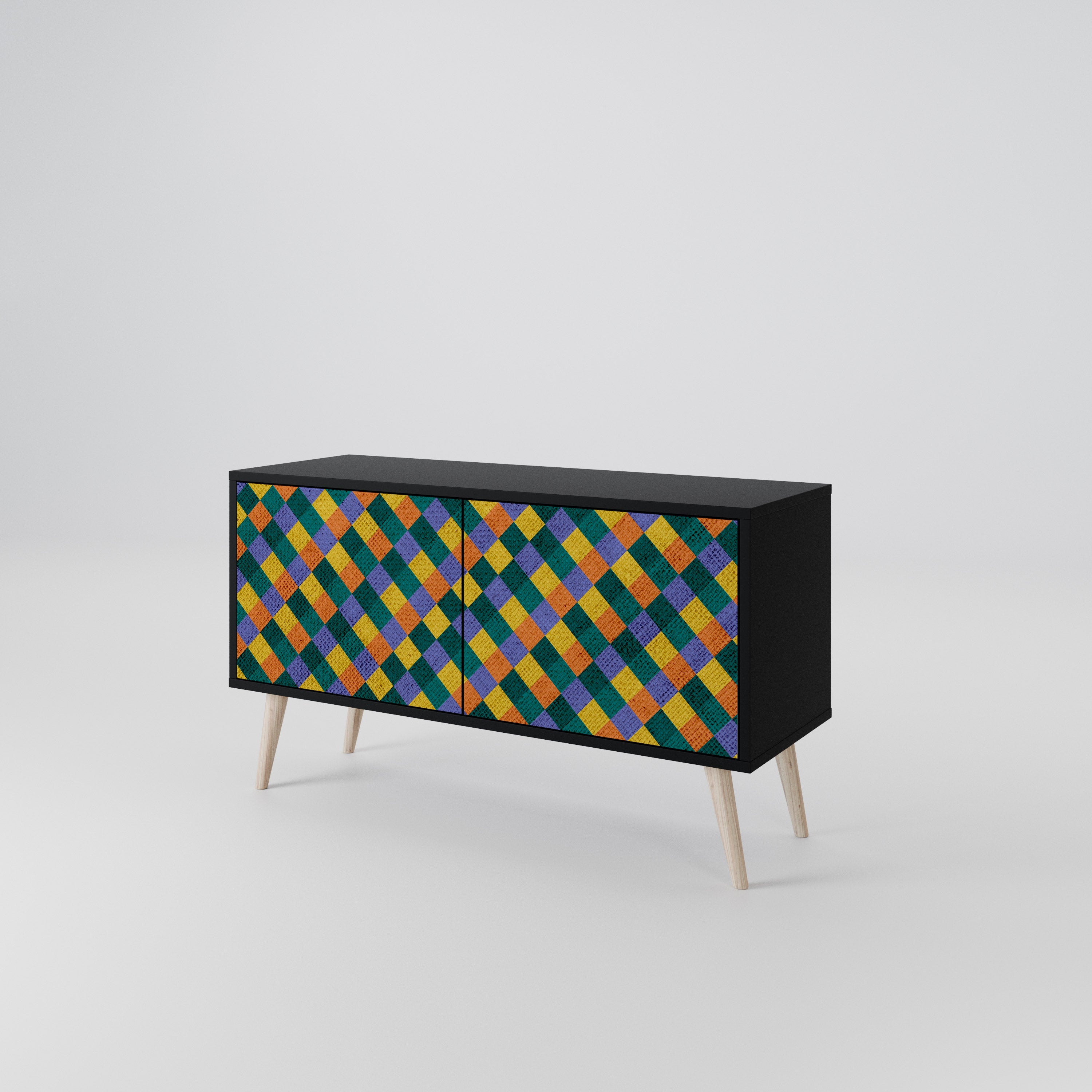 PAINTED SQUARES MIX Compact 2-Door TV Cabinet