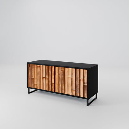 NATURAL WOOD Mueble de TV Compacto de 2 puertas