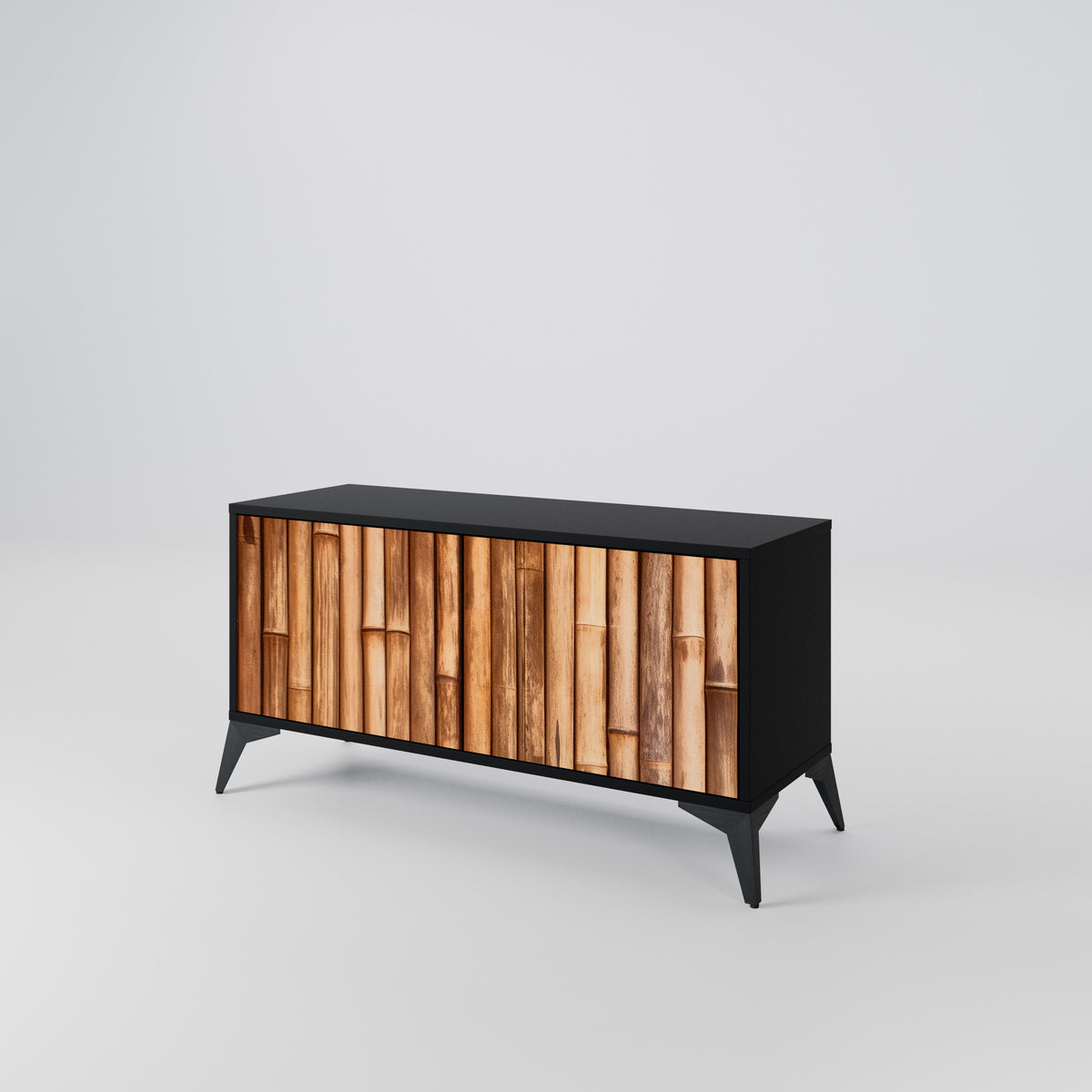 NATURAL WOOD Mueble de TV Compacto de 2 puertas