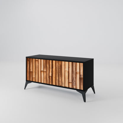 NATURAL WOOD Mueble de TV Compacto de 2 puertas