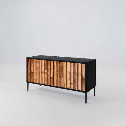 NATURAL WOOD Mueble de TV Compacto de 2 puertas