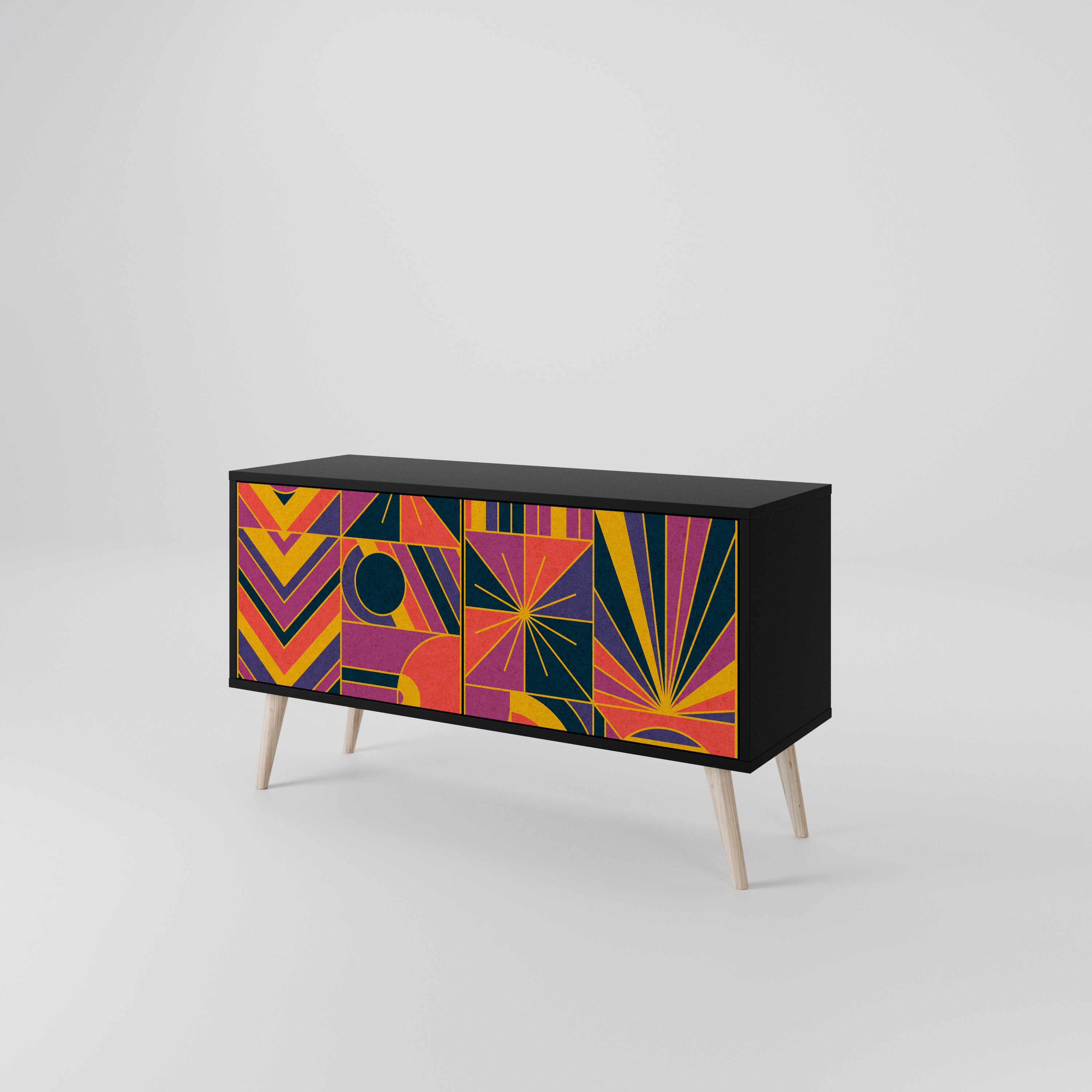 ELECTRIC PATTERNS Compact 2-Door TV Cabinet