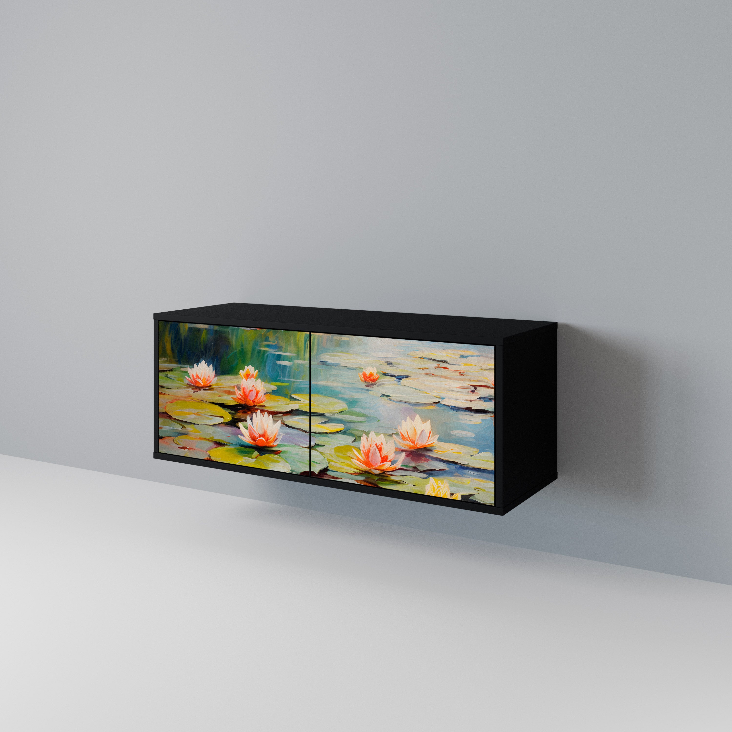 BLOOMING WATERS Mueble de TV Compacto de 2 puertas