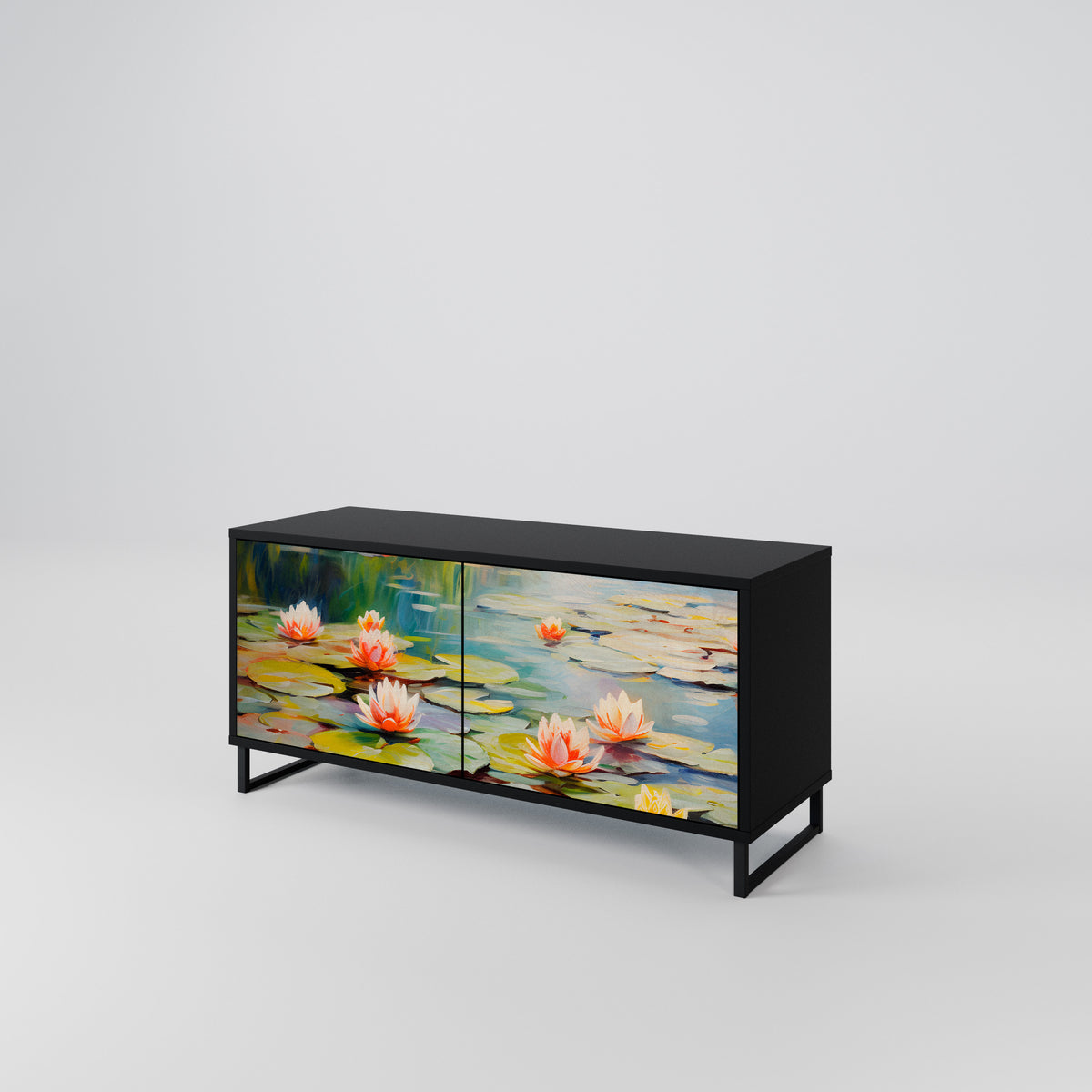 BLOOMING WATERS Mueble de TV Compacto de 2 puertas