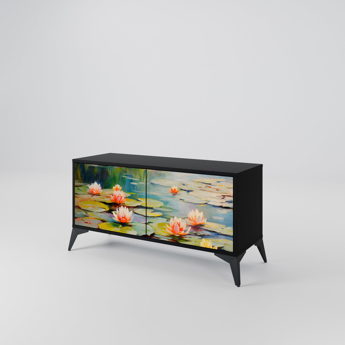BLOOMING WATERS Mueble de TV Compacto de 2 puertas