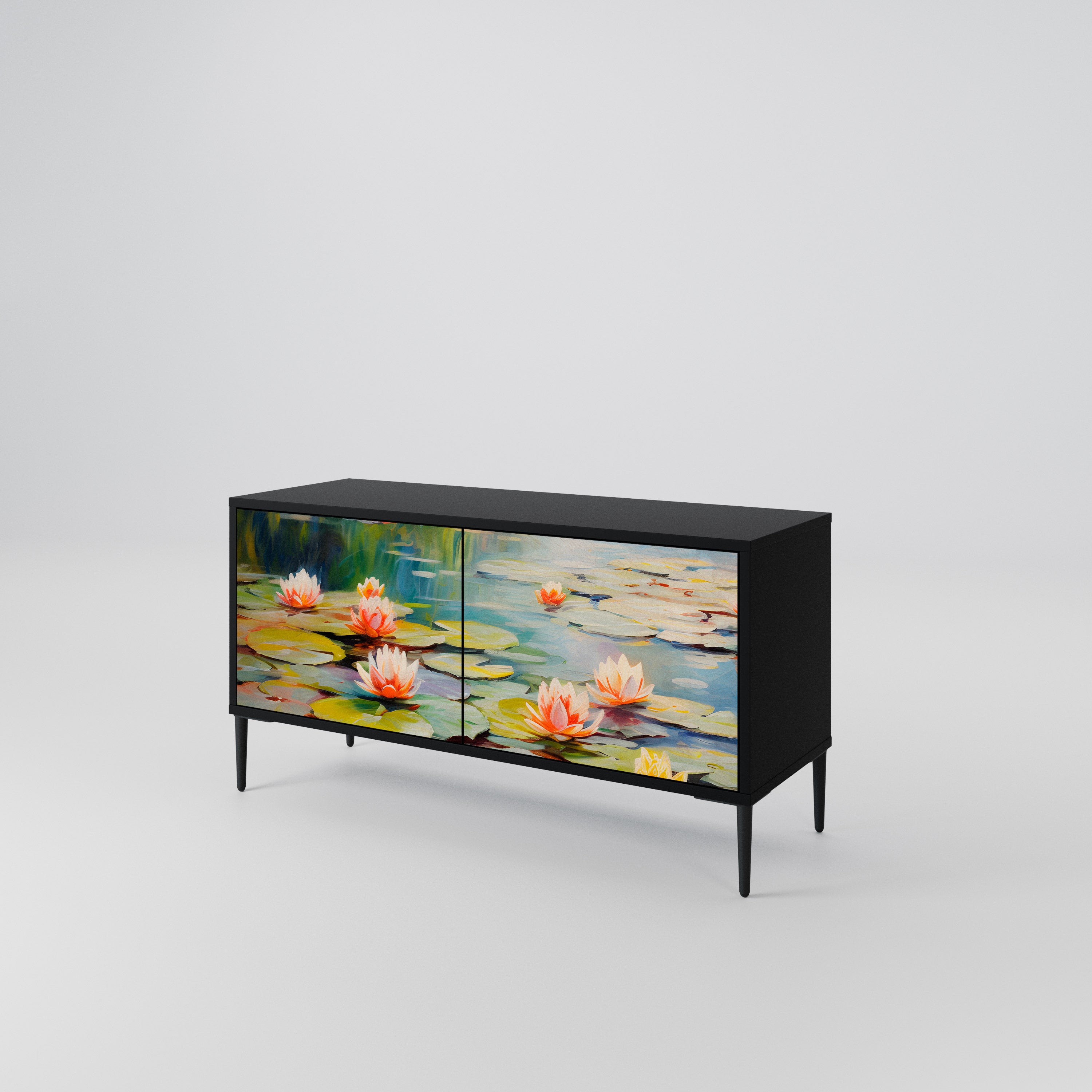 BLOOMING WATERS Mueble de TV Compacto de 2 puertas