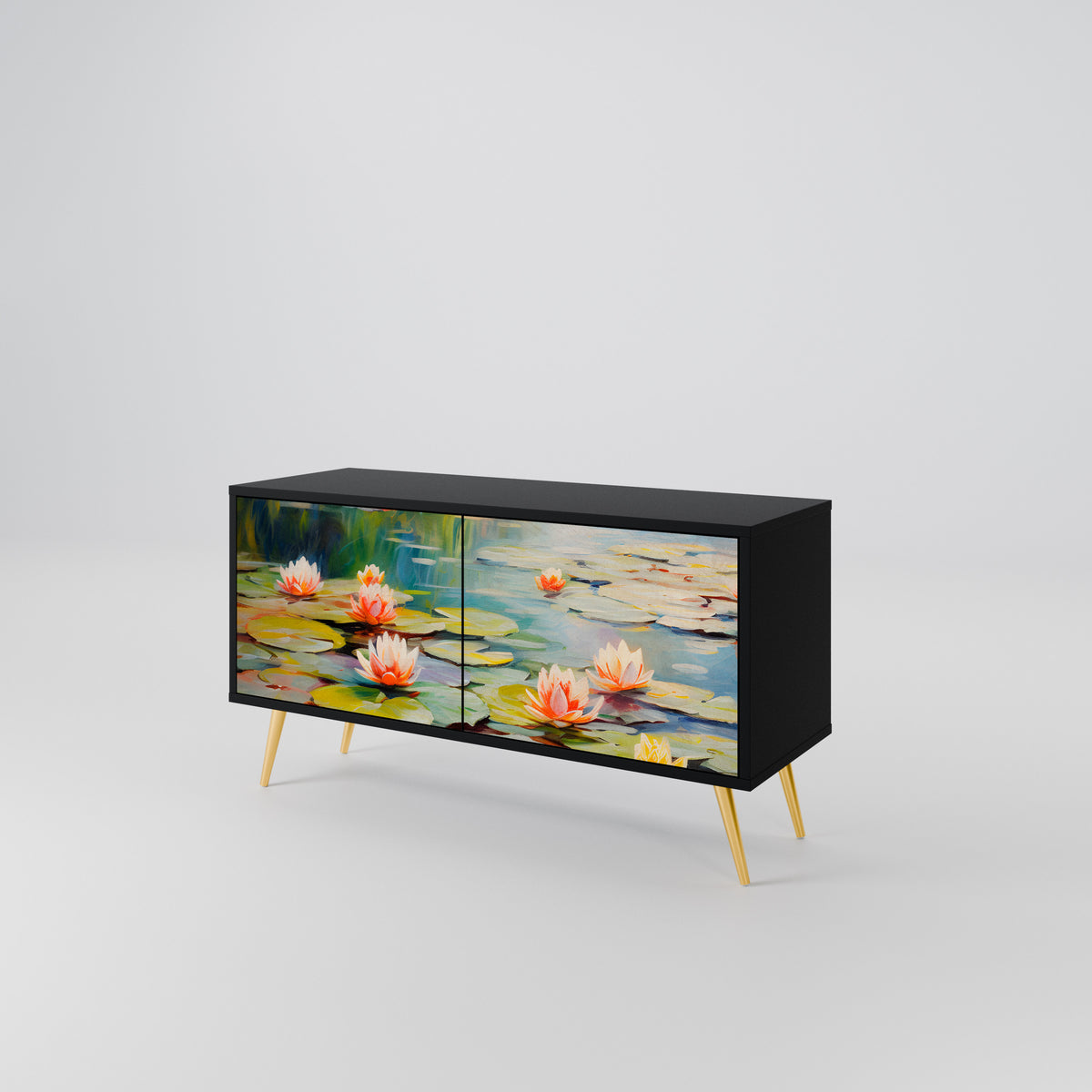 BLOOMING WATERS Mueble de TV Compacto de 2 puertas