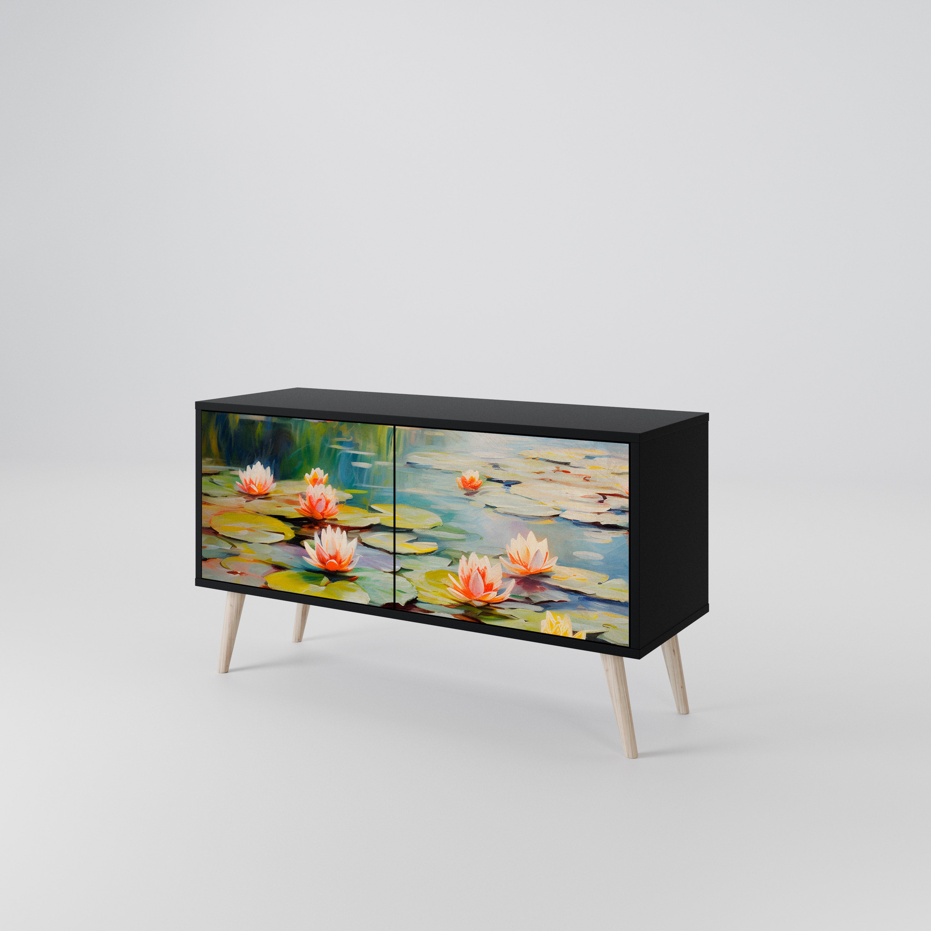 BLOOMING WATERS Mueble de TV Compacto de 2 puertas