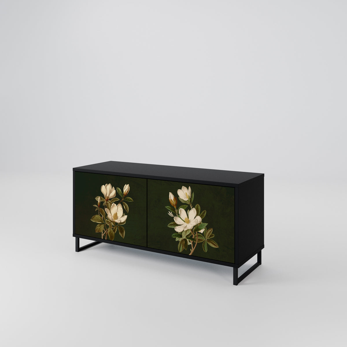 FLORAL NOIR Mueble de TV Compacto de 2 puertas