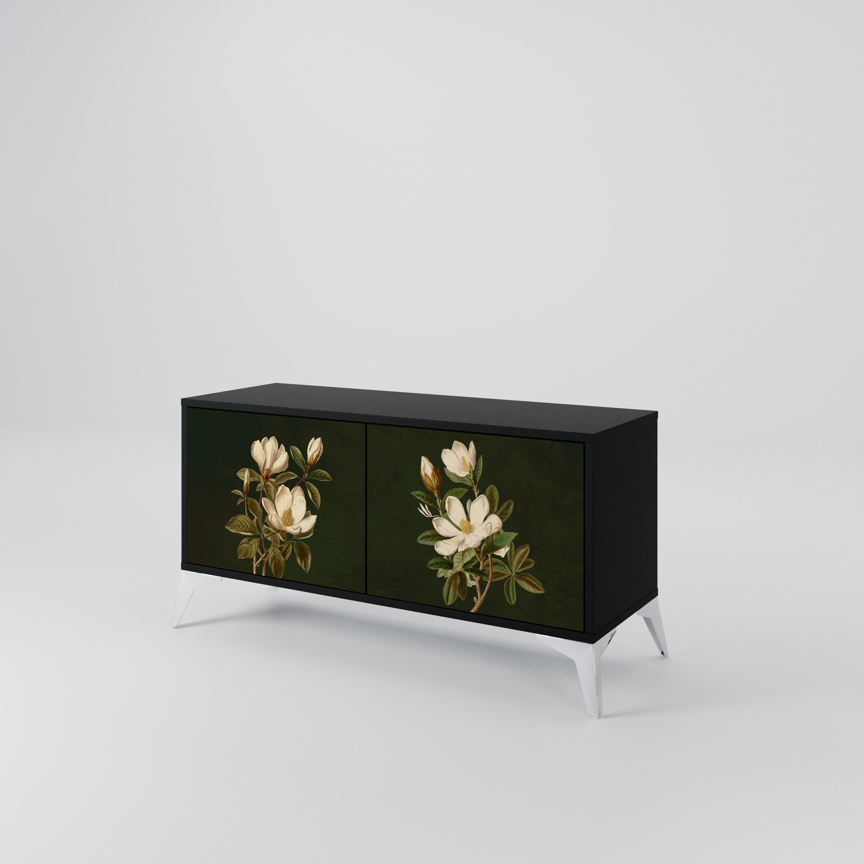FLORAL NOIR Mueble de TV Compacto de 2 puertas