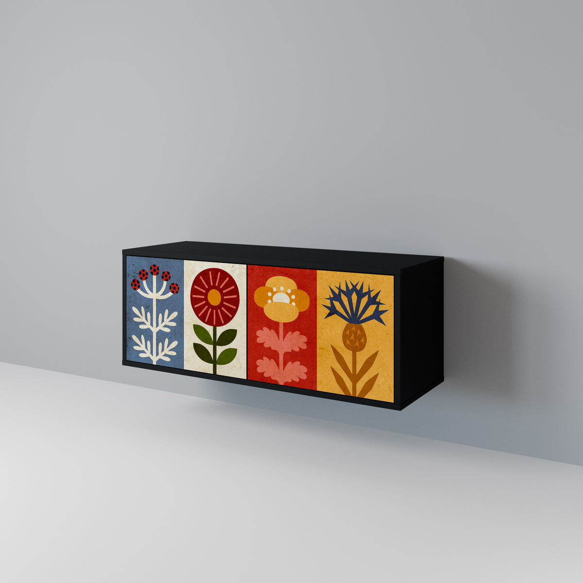 SCANDIC FLOWERET Mueble de TV Compacto de 2 puertas