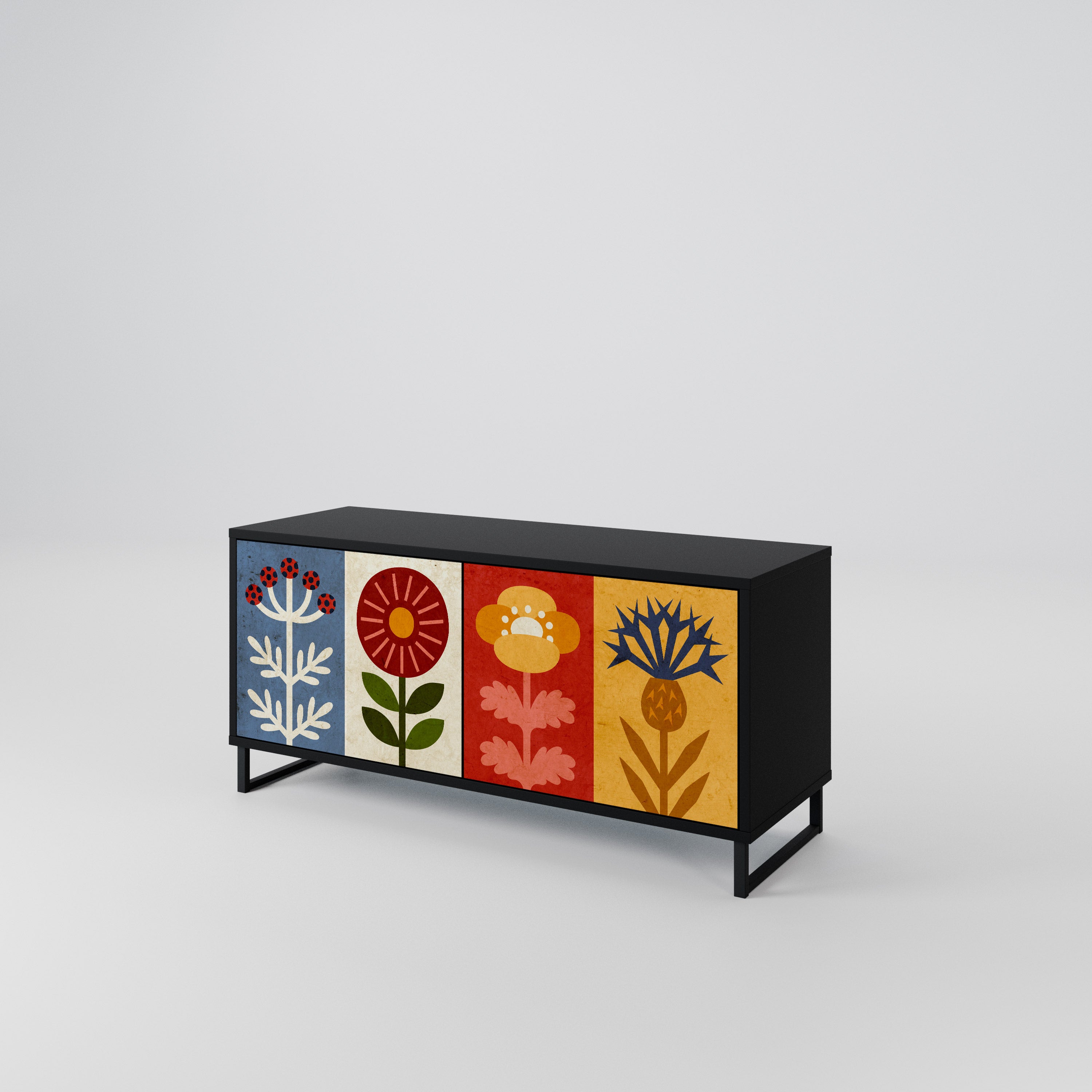 SCANDIC FLOWERET Mueble de TV Compacto de 2 puertas