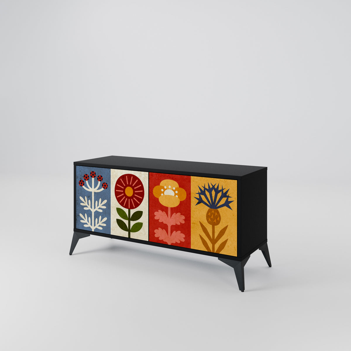 SCANDIC FLOWERET Mueble de TV Compacto de 2 puertas