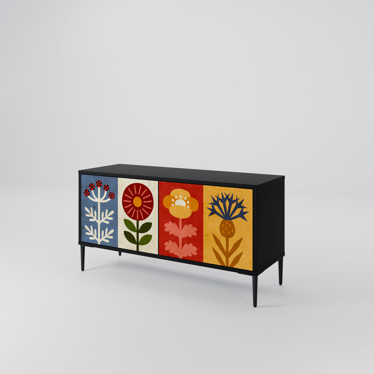 SCANDIC FLOWERET Mueble de TV Compacto de 2 puertas