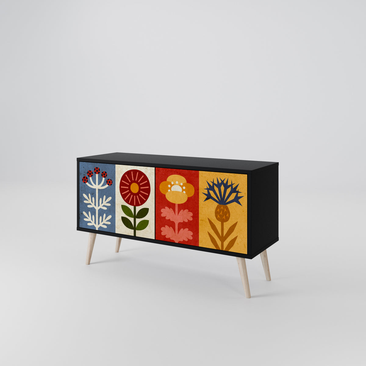 SCANDIC FLOWERET Mueble de TV Compacto de 2 puertas