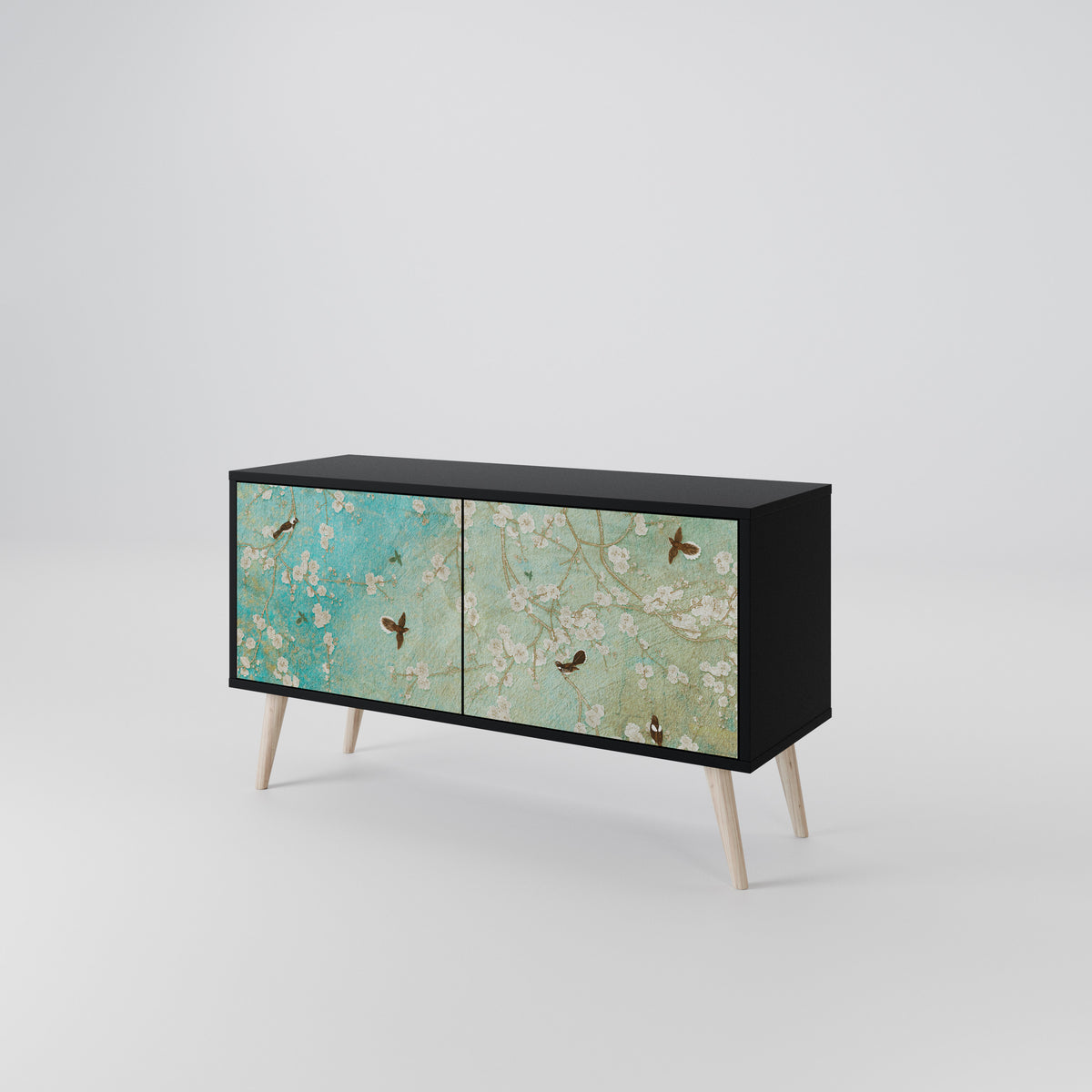 BLOOMING CHARM Mueble de TV Compacto de 2 puertas