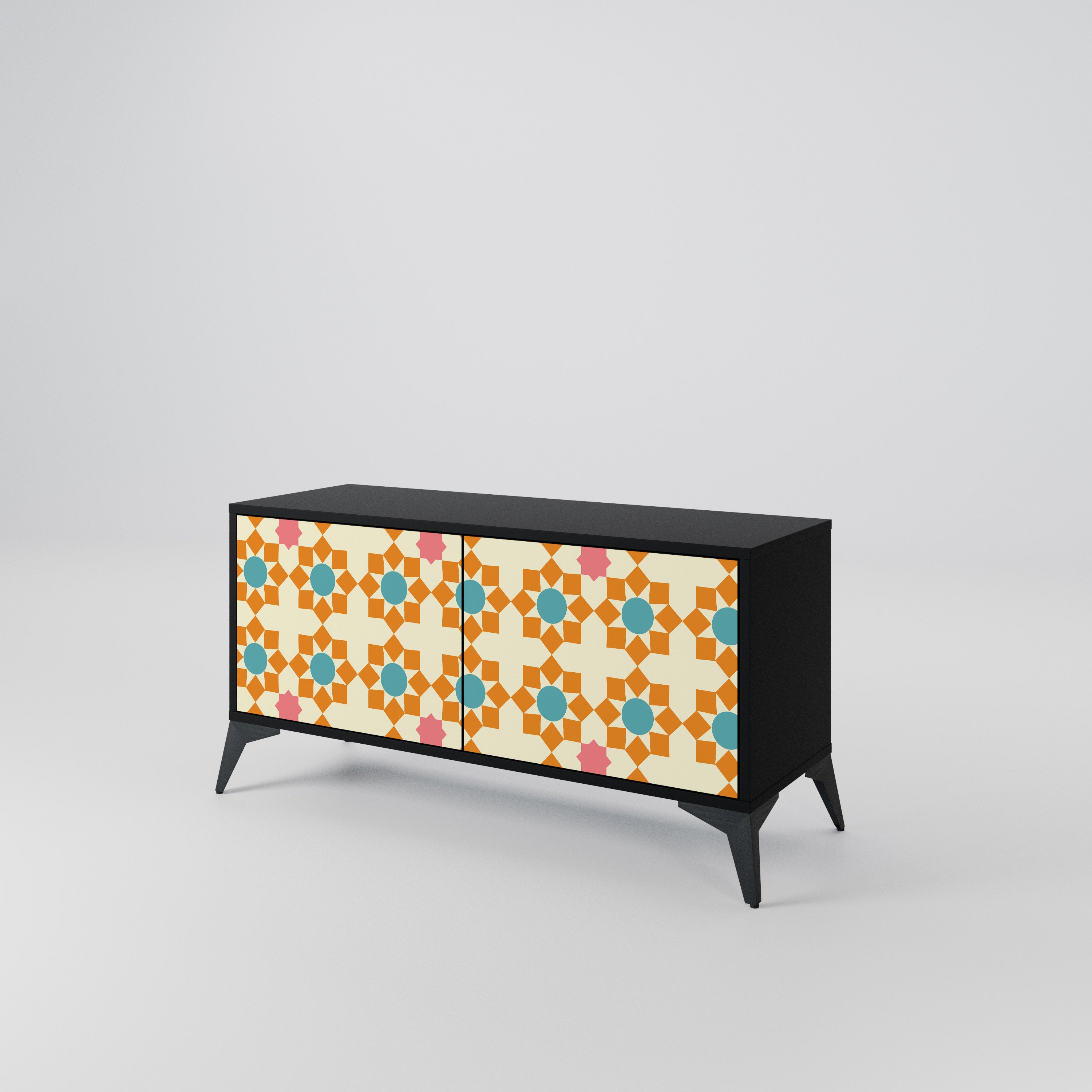 FLORAL DECOR Mueble de TV Compacto de 2 puertas