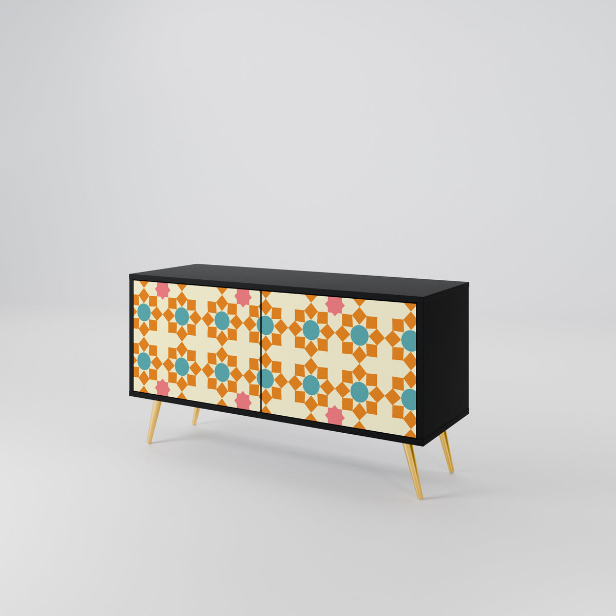 FLORAL DECOR Mueble de TV Compacto de 2 puertas
