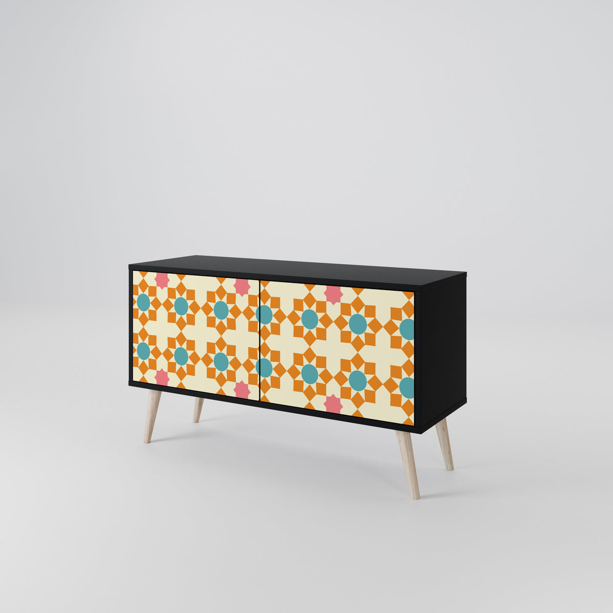FLORAL DECOR Mueble de TV Compacto de 2 puertas