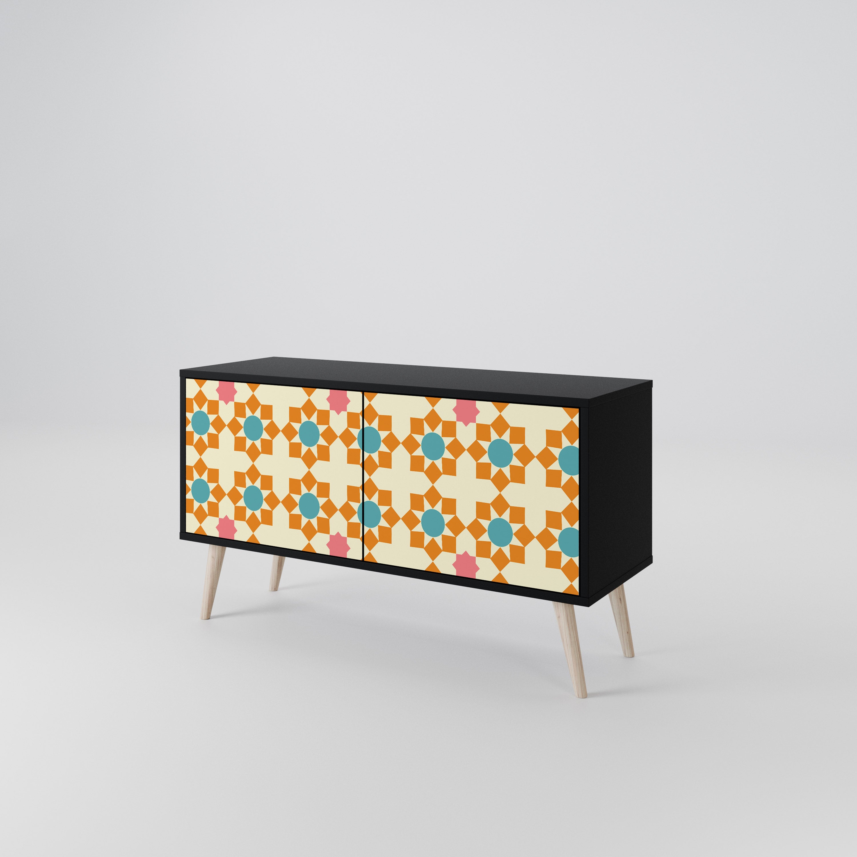 FLORAL DECOR Mueble de TV Compacto de 2 puertas
