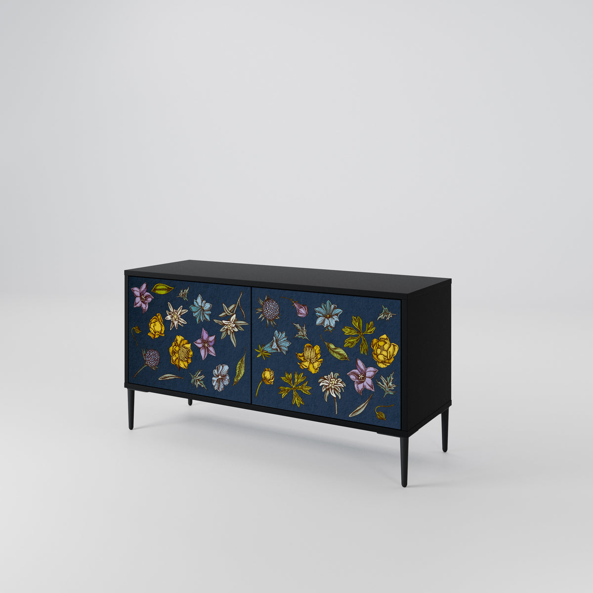 FLOWERS ON NAVY BLUE Mueble de TV Compacto de 2 puertas