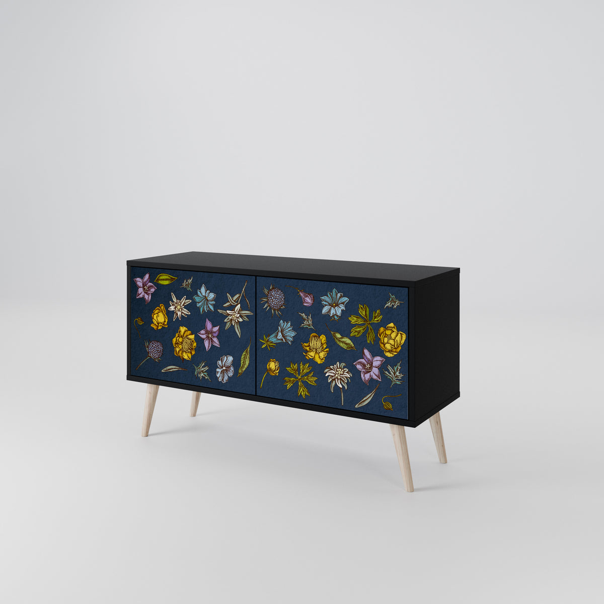 FLOWERS ON NAVY BLUE Mueble de TV Compacto de 2 puertas
