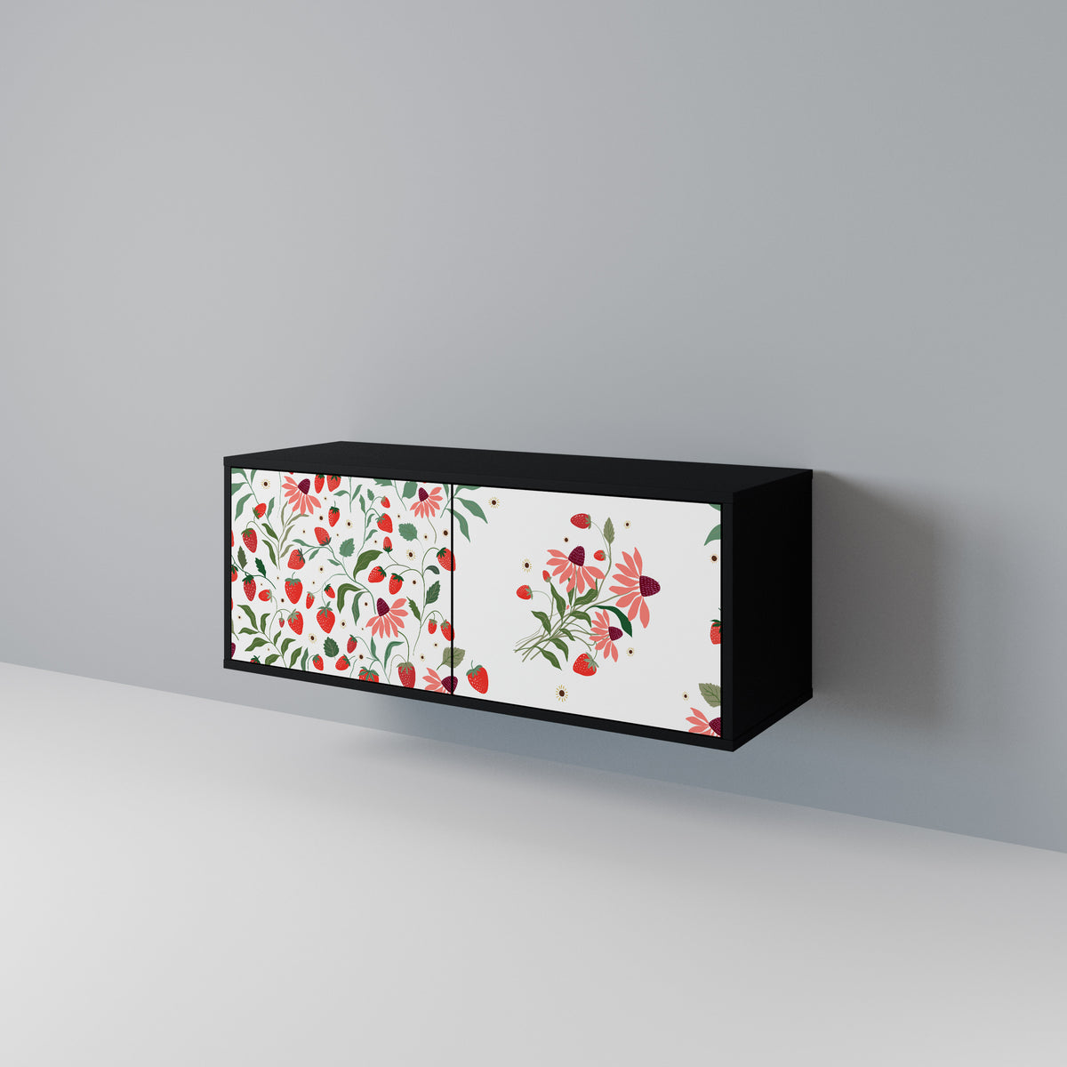 FLOWERS AND STRAWBERRIES Mueble de TV Compacto de 2 puertas