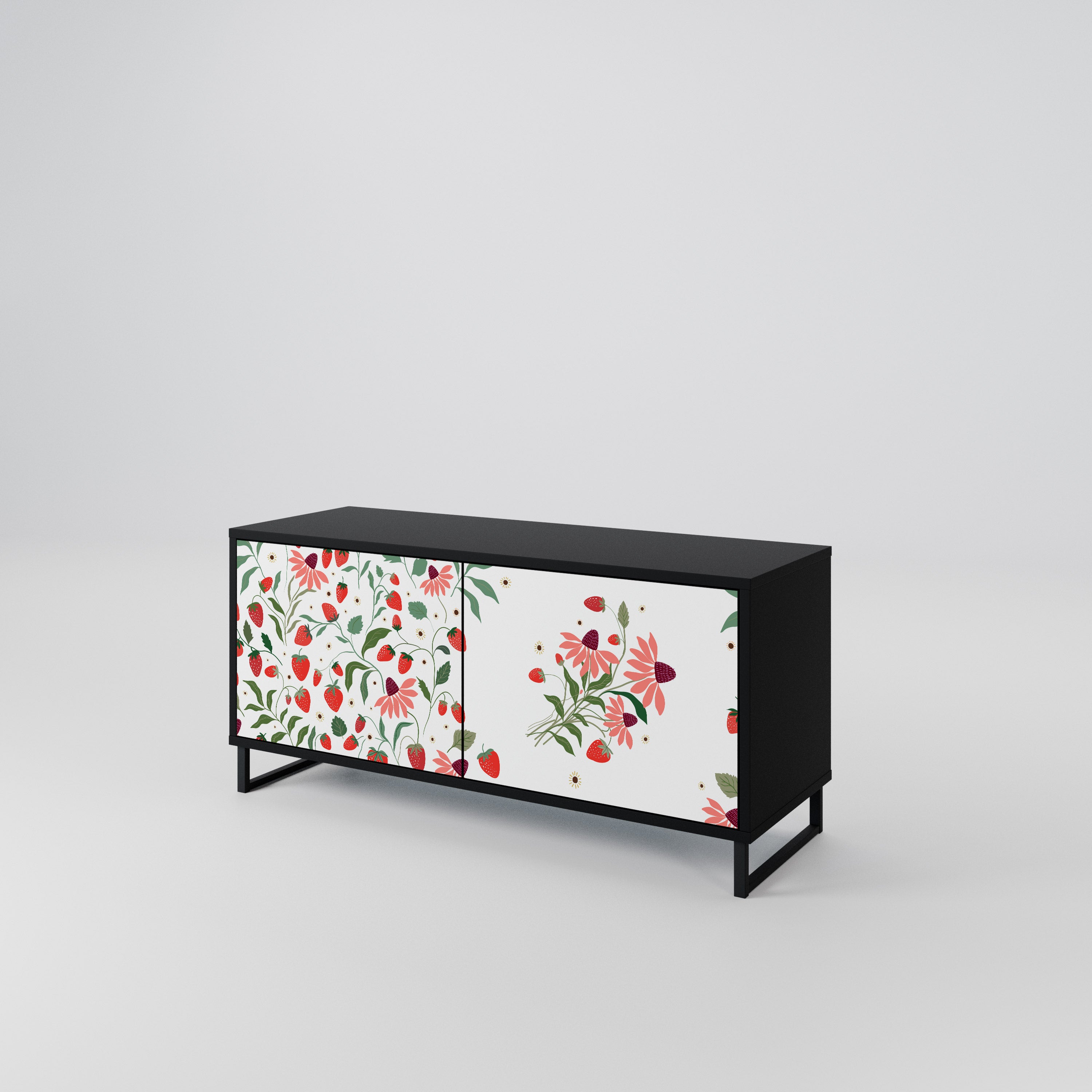FLOWERS AND STRAWBERRIES Mueble de TV Compacto de 2 puertas