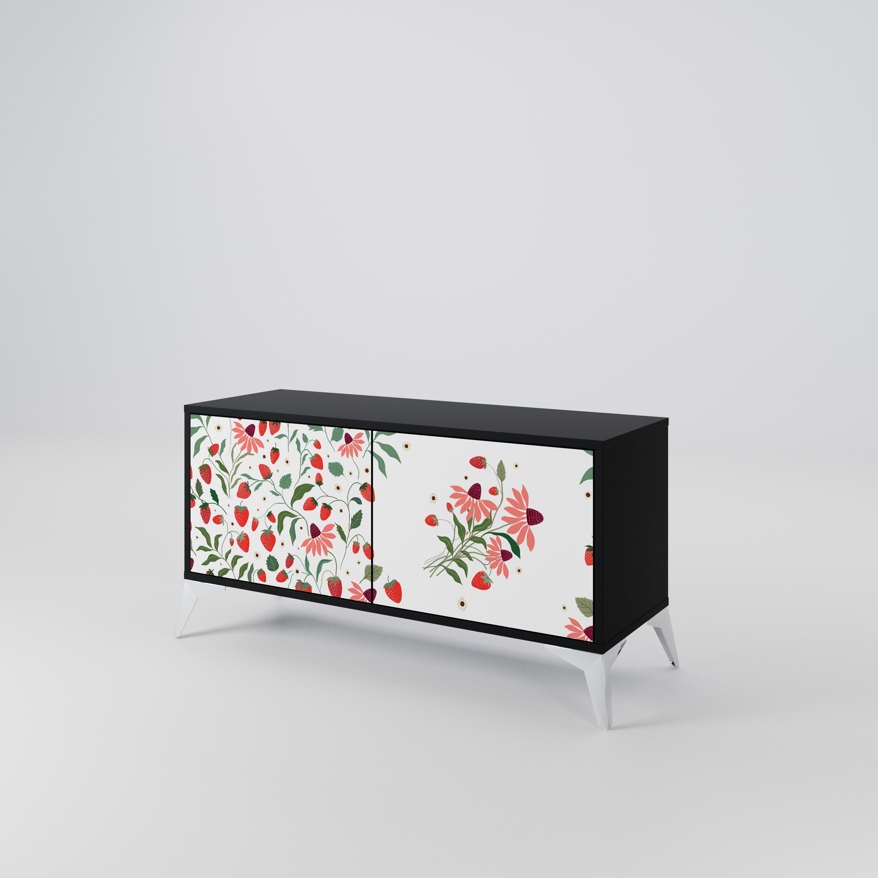 FLOWERS AND STRAWBERRIES Mueble de TV Compacto de 2 puertas