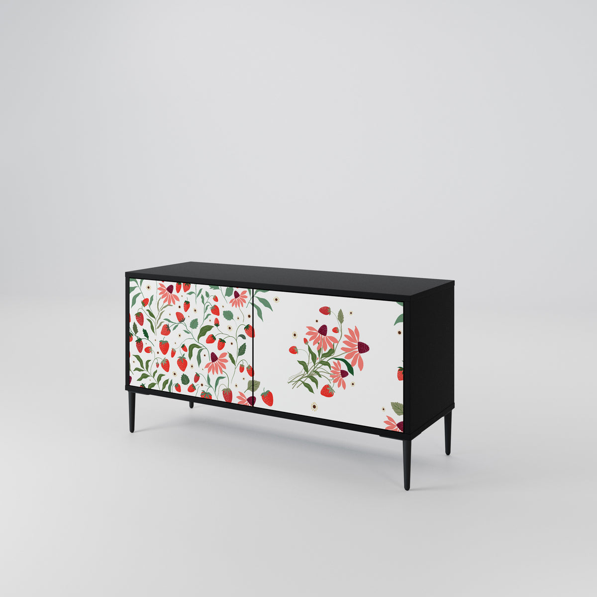FLOWERS AND STRAWBERRIES Mueble de TV Compacto de 2 puertas